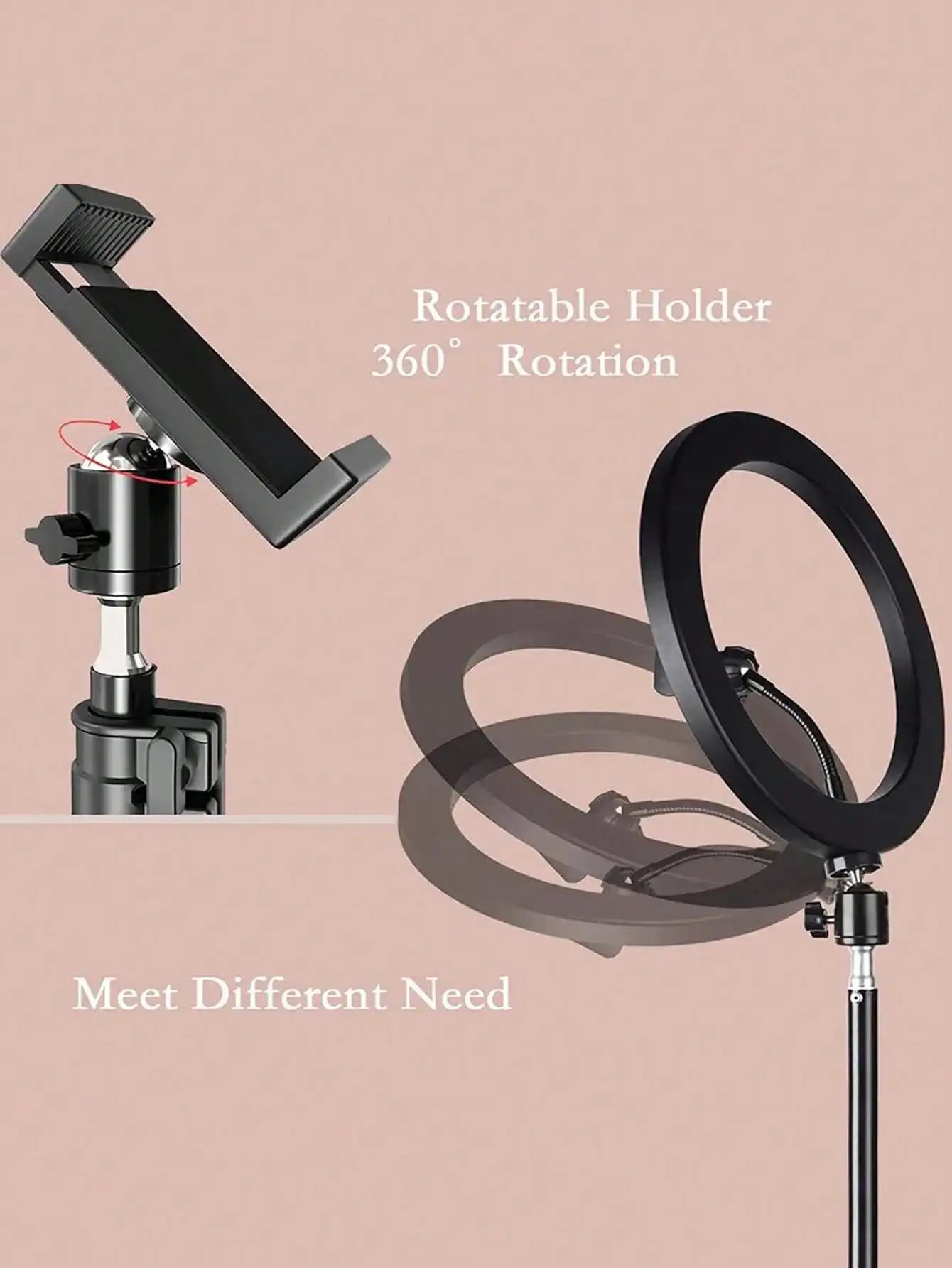 110cm tripod stand+O-clip, equipped with 10 inch live streaming ring fill light and selfie live streaming artifact